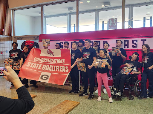 Left to right: Coach Tydra Davis, Omar Guemez (Senior), Jacob Burnett (Freshman), Oscar Cruz Sanchez (Freshman), Mario Magana (Junior), Jacob Regelbrugge (Senior), Paolo Cielo (Sophomore), Jaxson Di Nicola (Junior) Andre Williams (Sophomore), Jacob Reiche (Sophomore), CJ Mundinger (Sophomore), Annabelle Vang (Sophomore), Jeremy Spontak (Sophomore) and Coach Liz Rose.