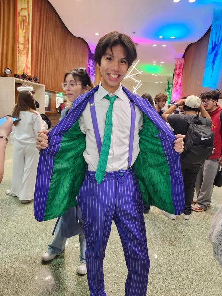 Sam Apolinar, sophomore, sports his Joker costume.